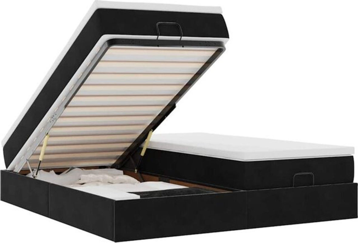 vidaxl Ottoman Polsterbett mit Matratze aus Samt in Schwarz B/T/H: 200 x 200 x 23,5 cm - Bild 1