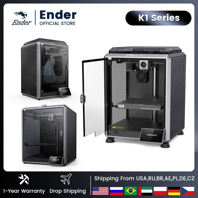 Creality 3D-Drucker K1/K1 Max/K1C in Schwarz mit Dual-Gear-Extruder und Direktantrieb für bis zu 600 mm/s Druckgeschwindigkeit - Bild 1