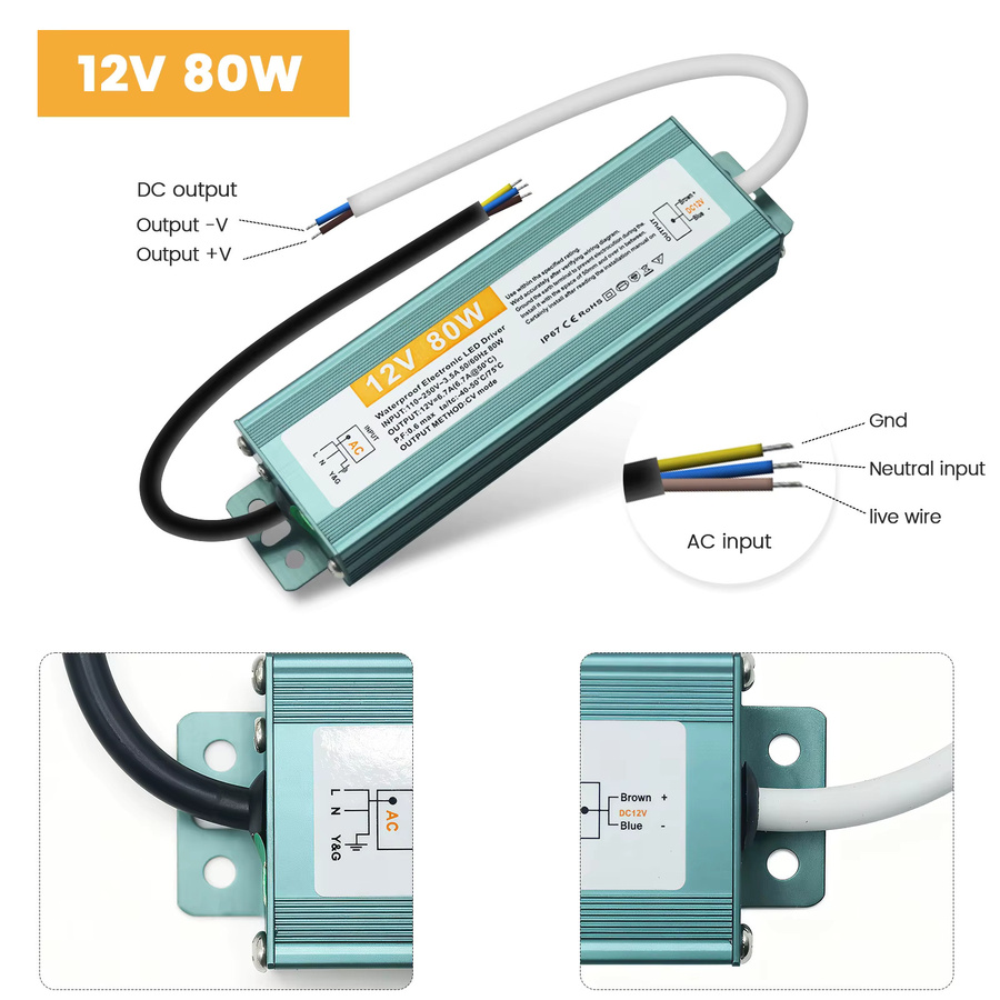 XUNATA IP67 Wasserdichter LED-Netzteiltreiber Transformator-Adapter AC 110-240 V auf DC 12 V 36 W - Bild 4