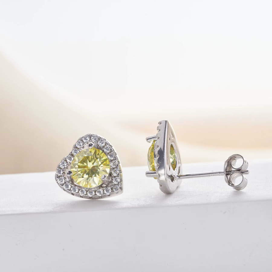 JoyceJelly Ohrringe, 925 Silber, Moissanit, Diamant, Damen, Herzförmig - Bild 2