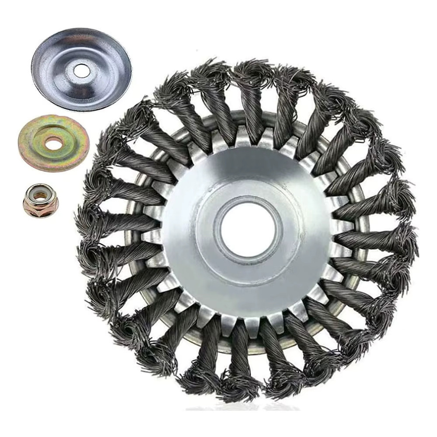 8 Zoll Stahldraht-Unkrautbürstenrad für Rasentrimmer und Freischneider in Silber mit 25,4 mm Bohrung zur Unkrautbekämpfung und Rostentfernung - Bild 4