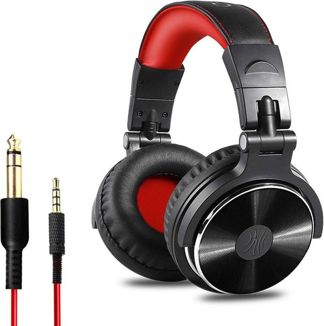 Andoer Over-Ear Musikinstrument-Monitorkopfhörer mit 3,5-mm-Jack, kabelgebundenes Headset in Rot und Schwarz - Bild 1