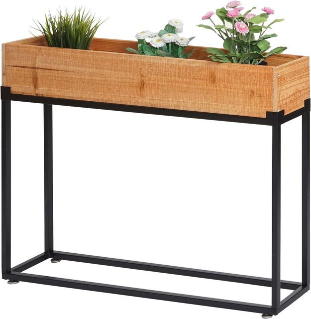 Hochbeet MCW-L32 Pflanzkasten aus Holz und Stahl in Natur und Schwarz, B/T/H: 80 x 62 x 16 cm - Bild 1