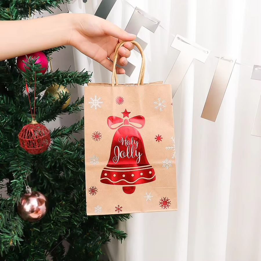 20 Weihnachts-Geschenktüten aus braunem Kraftpapier mit Weihnachtsmann-Motiv für Süßigkeiten und Kekse - Bild 4