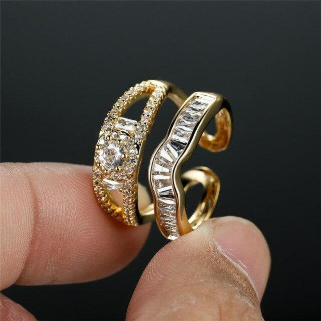 Ring Gelbgoldfarben, Weißer Zirkon, Damen - Bild 1