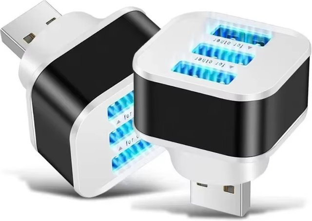Mrgabwte 3-in-1 USB-Hub-Splitter Gold, tragbarer USB 2.0 Extender und Ladekabel-Adapter - Bild 1