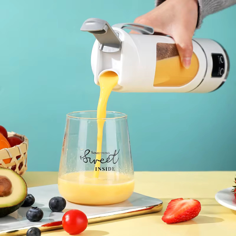 HAOYUNMA Tragbarer elektrischer Entsafter mit 12 Klingen, Mini-Smoothie-Mixer für Shakes und Frischsaft, Weiß, 450 ml - Bild 3