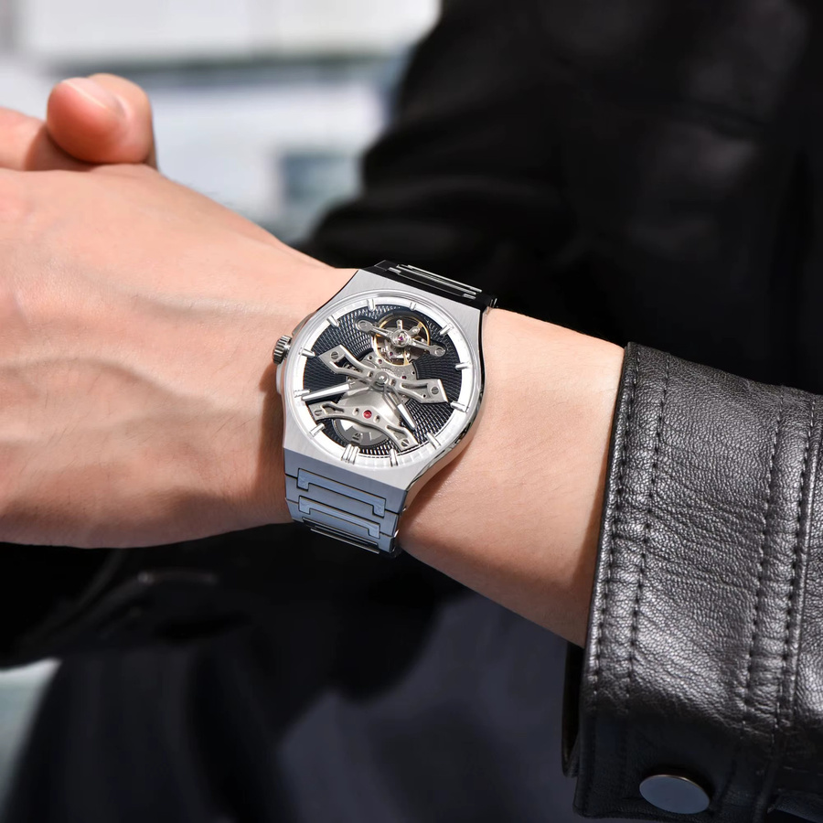 PAGANI DESIGN Armbanduhr Automatik, Edelstahl, Weiß, 42 mm, Herren - Bild 2