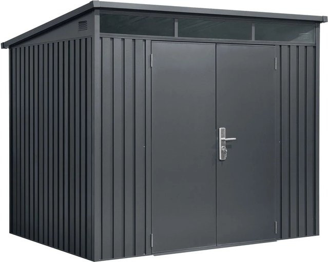 Osoltus Metall Geräteschuppen mit Pultdach und Skylight in Anthrazit, 4 m² - Bild 1