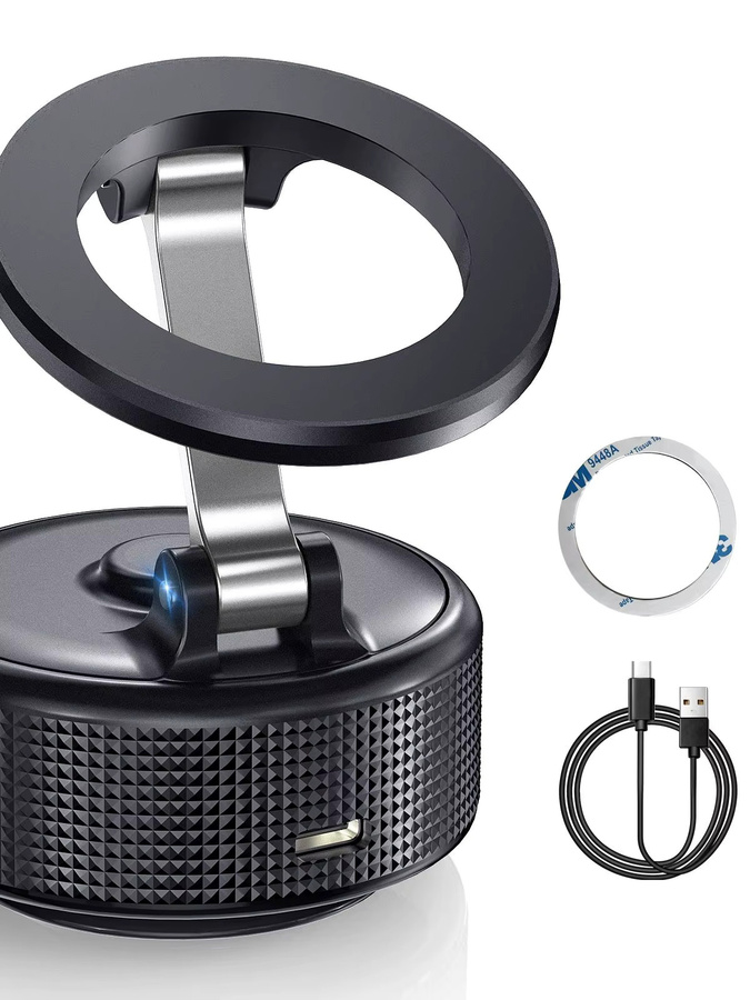 SAKOYDA Magnetischer Autotelefonhalter in Schwarz mit faltbarem Design und 360 Grad Verstellbarkeit für Auto, Schreibtisch oder Badezimmer - Bild 6