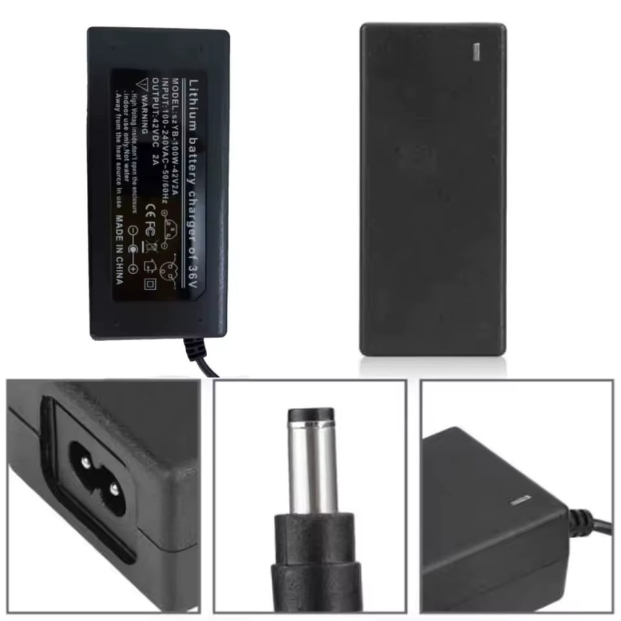 Lithium-Batterie Ladegerät 42V 54,6V 2A mit EU/US Stecker in Schwarz - Bild 3