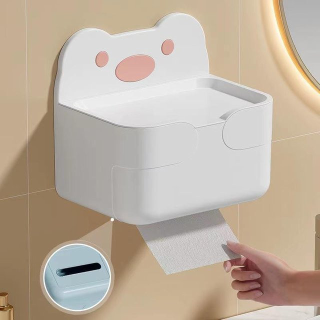 Cartoon Toilettenpapierhalter zur Wandmontage mit Schublade in Weiß - Bild 1