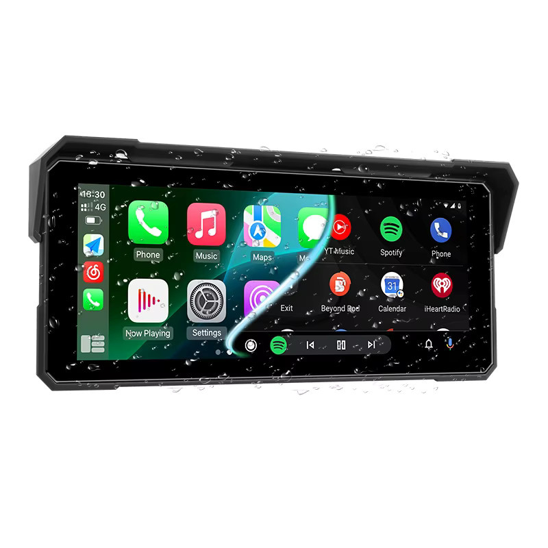 Jansite Tragbarer 8,1 Zoll Motorrad Recorder mit 4K UHD, IP67 Wasserdicht, GPS-Navigation, Wireless CarPlay und Android Auto, Schwarz - Bild 5