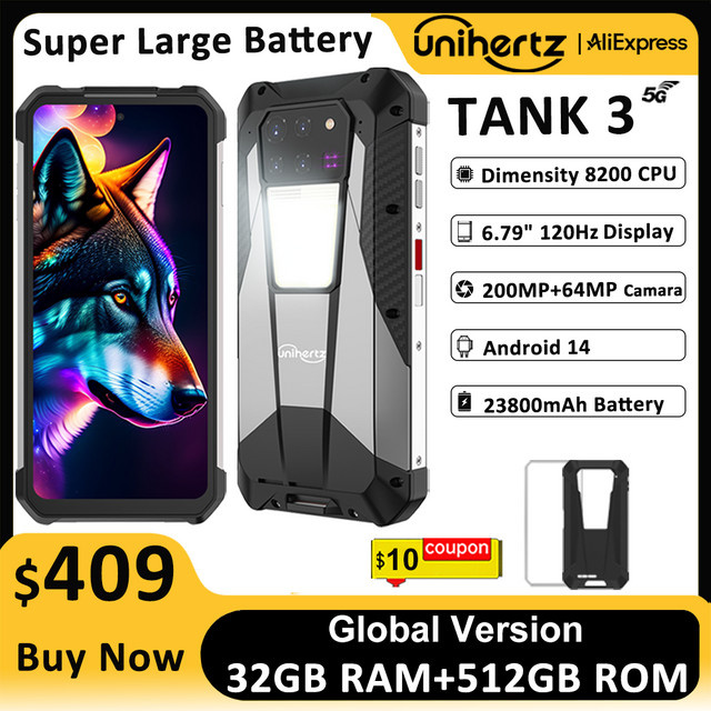 Unihertz 8849 Tank 3 Robustes 5G-Smartphone in Schwarz mit 512 GB Speicher und 200 MP Kamera - Bild 1