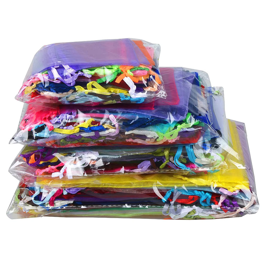 Bunte Organza-Geschenktüten mit Kordelzug für Partys, Hochzeiten und Schmuckverpackungen, Mehrfarbig - Bild 5