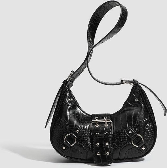 JMG Bags Crescent Tasche, Krokodil Muster, schwarz, Damen - Bild 1