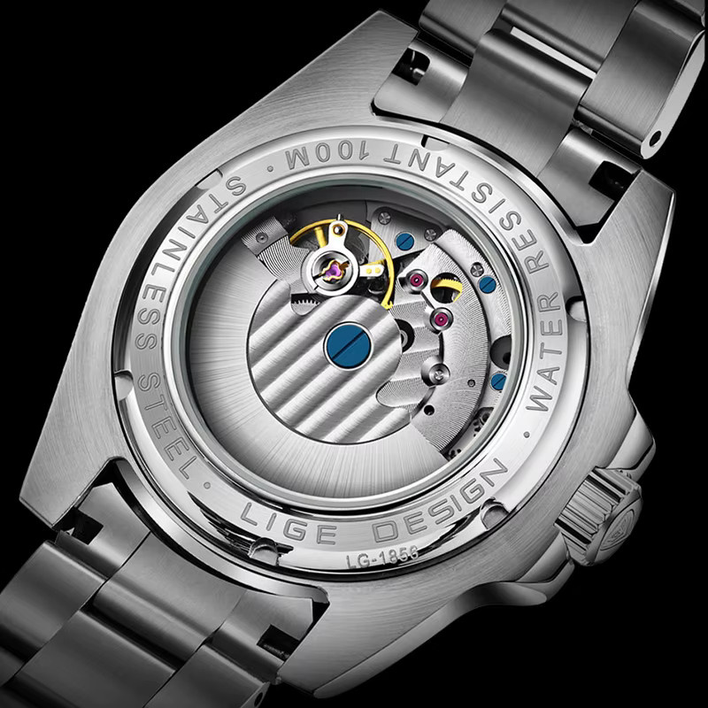 LIGE Armbanduhr Automatik, Edelstahl, Blau, Herren, Datum - Bild 5