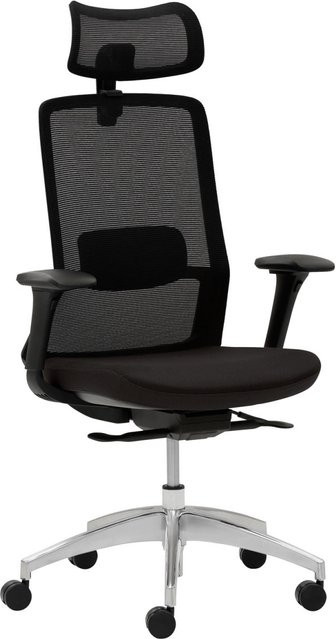 Mayer Sitzmöbel Ergonomischer Drehstuhl 2482 mit Kopfstütze und Alu-Fußkreuz, Farbe Schwarz, B/H/T: 69 x 125 x 67 cm - Bild 1