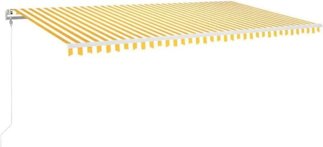 Furnicato Automatische Einziehbare Markise mit Fernbedienung aus Aluminium und Polyester, Gelb und Weiß, B: 600 cm, T: 350 cm - Bild 1