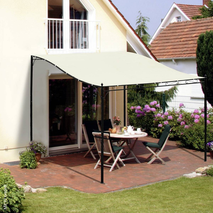 Outsunny Terrassenüberdachung aus Metall in Beige mit gebogenem Design, B/H/L: 297 x 245 x 297 cm - Bild 3