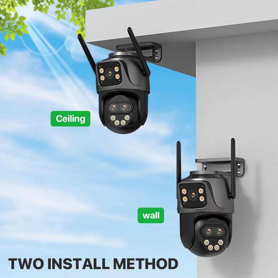 WONSDAR IP-WLAN-Außenkamera mit drei Objektiven, 2-Wege-Audio, IP66 wasserbeständig, intelligente Nachtsicht und automatischer Verfolgung in Schwarz (ICSee) - Bild 6