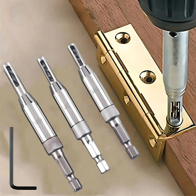 Automatisches Senker-Bohrer-Set für Scharnierzapfen in Silber - Bild 1