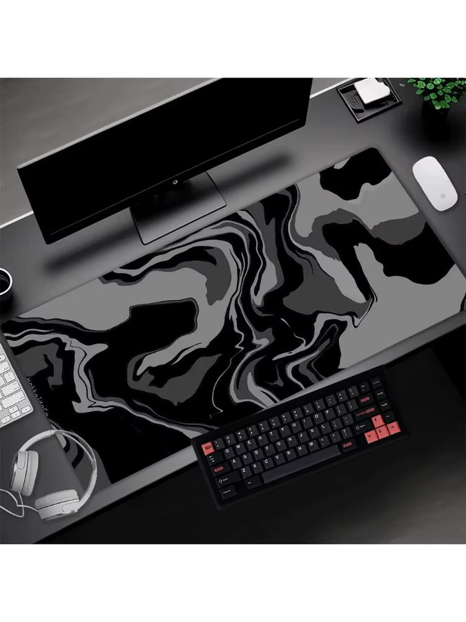 Line Liquid Mauspad Schreibtischunterlage mit topografischem Marmor-Design in Schwarz und Grau, B: 100 cm, T: 50 cm - Bild 5