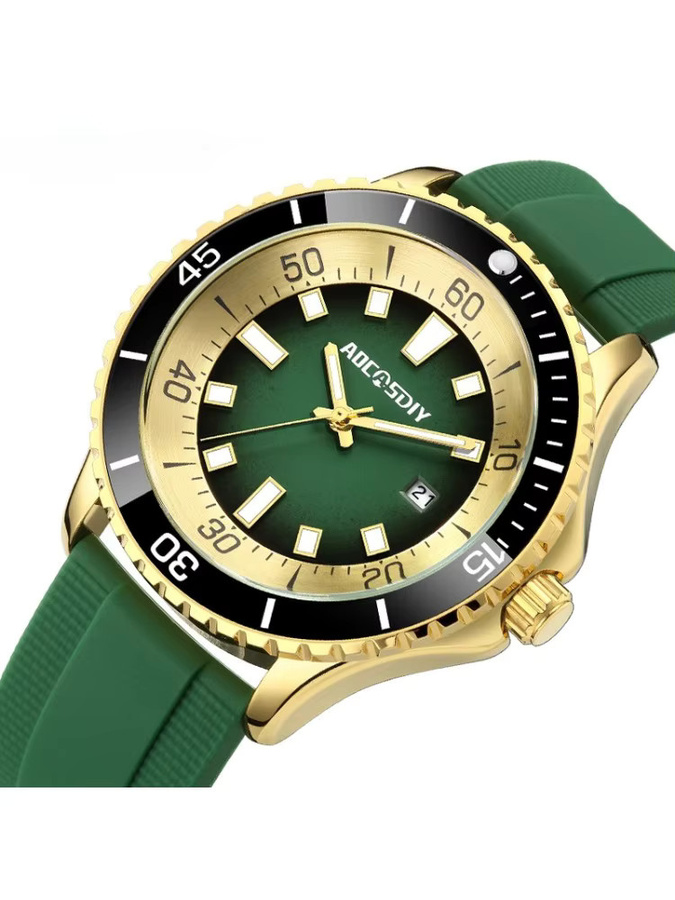 AOCASDIY Armbanduhr, Analoguhr, Silikonarmband, Grün, Herren - Bild 2