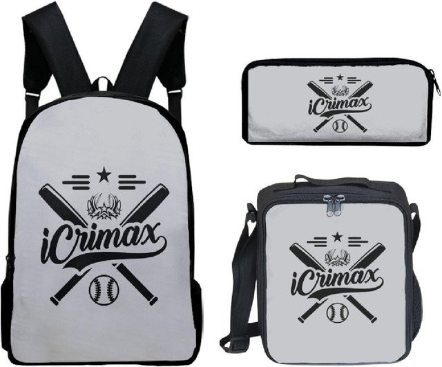 Icrimax 3-teiliges Cartoon Rucksack-Set für Jungen und Mädchen mit Schultasche, Brotdose und Federmäppchen - Bild 1