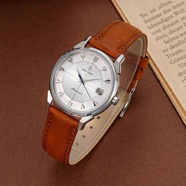 Baltany Armbanduhr Automatik, Edelstahl, Leder, 36 mm, Herren - Bild 1