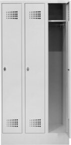 STIER Garderobenspind Premium mit Sockel, 3 Abteile, Drehriegel, Farbe: Lichtgrau - Bild 1