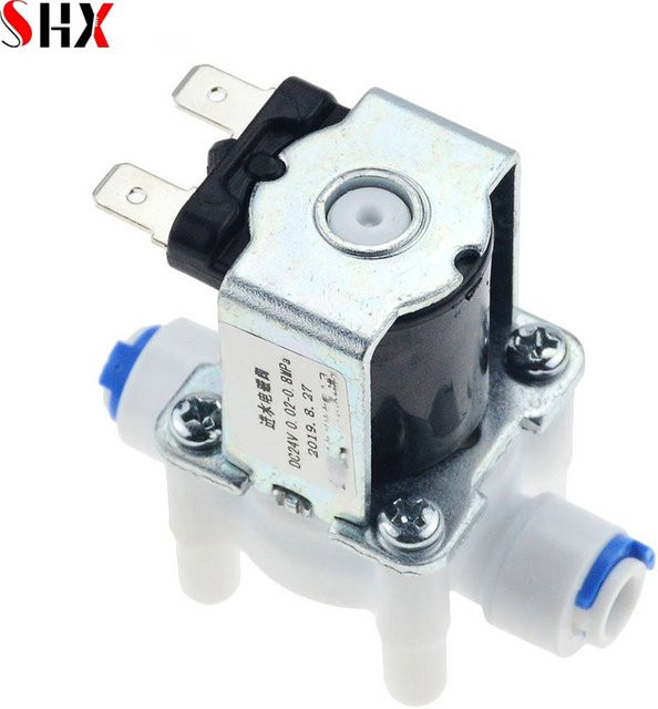 xmshxltd Kunststoff-Magnetventil 1/4'' für Wasserinlass und Ablass, normalerweise geschlossen, AC220V DC12V/24V - Bild 1