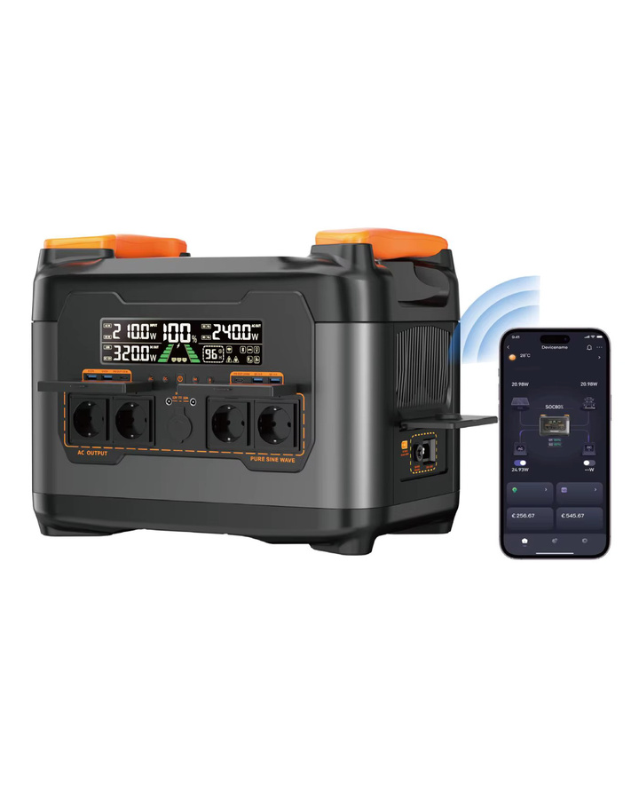 NECESPOW S2400 Tragbare Powerstation mit 2400W Ausgangsleistung, 2048Wh Kapazität, LiFePO4-Batterie, USV-Backup und App-Steuerung - Bild 6