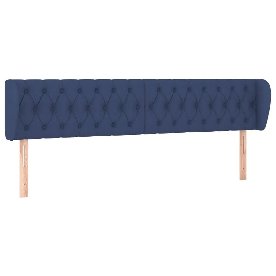 vidaXL Kopfteil mit Ohren in Blau aus Stoff und Lärchenholz, B/T/H: 203 x 23 x 78/88 cm - Bild 2