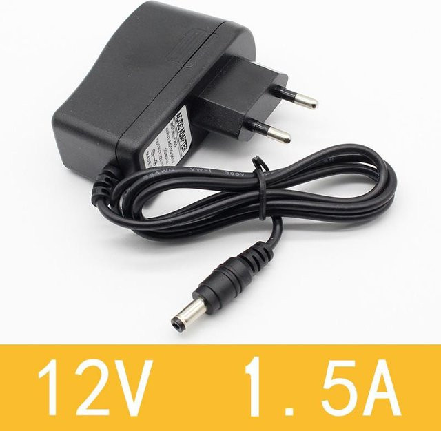 AC-zu-DC-Netzteil Ladegerät mit 12V 1,5A und EU-Stecker in Schwarz - Bild 1