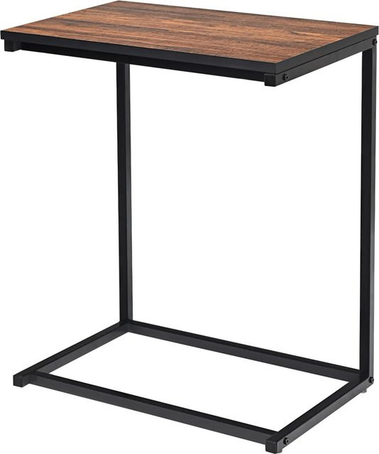 Costway C-förmiger Beistelltisch als Laptoptisch und Sofatisch in Braun, B/T/H: 66,0 x 35,0 x 35,0 cm - Bild 1