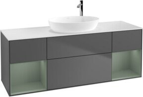 V&B Waschtischunterschrank Finion in Anthrazit mit Eichenholz-Optik, Breite: 160 cm - Bild 1
