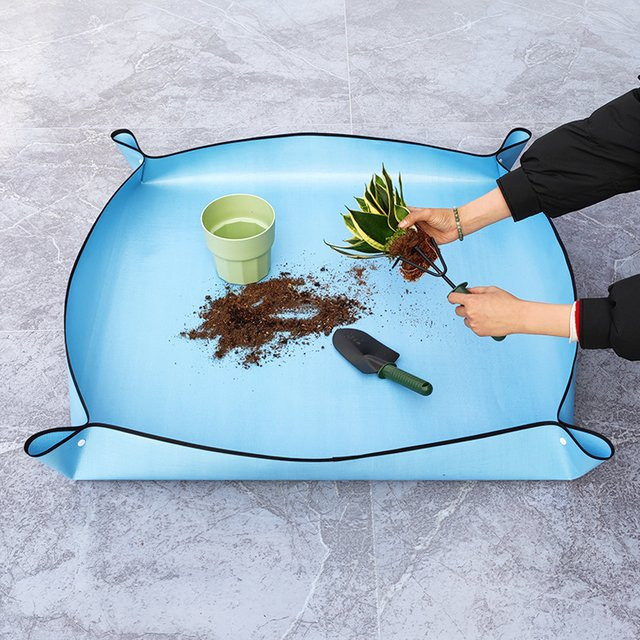 Wiederverwendbare Pflanzmatte für die Gartenarbeit, faltbare und wasserdichte Blumentopf-Matte in Blau - Bild 1