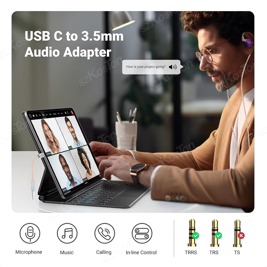 SZKOSTON USB-C auf 3,5mm HiFi DAC Kopfhörerverstärker CX31993 Audio-Decoder IEM AMP Adapter in Silber für Android und iPhone 15 sowie Samsung - Bild 2