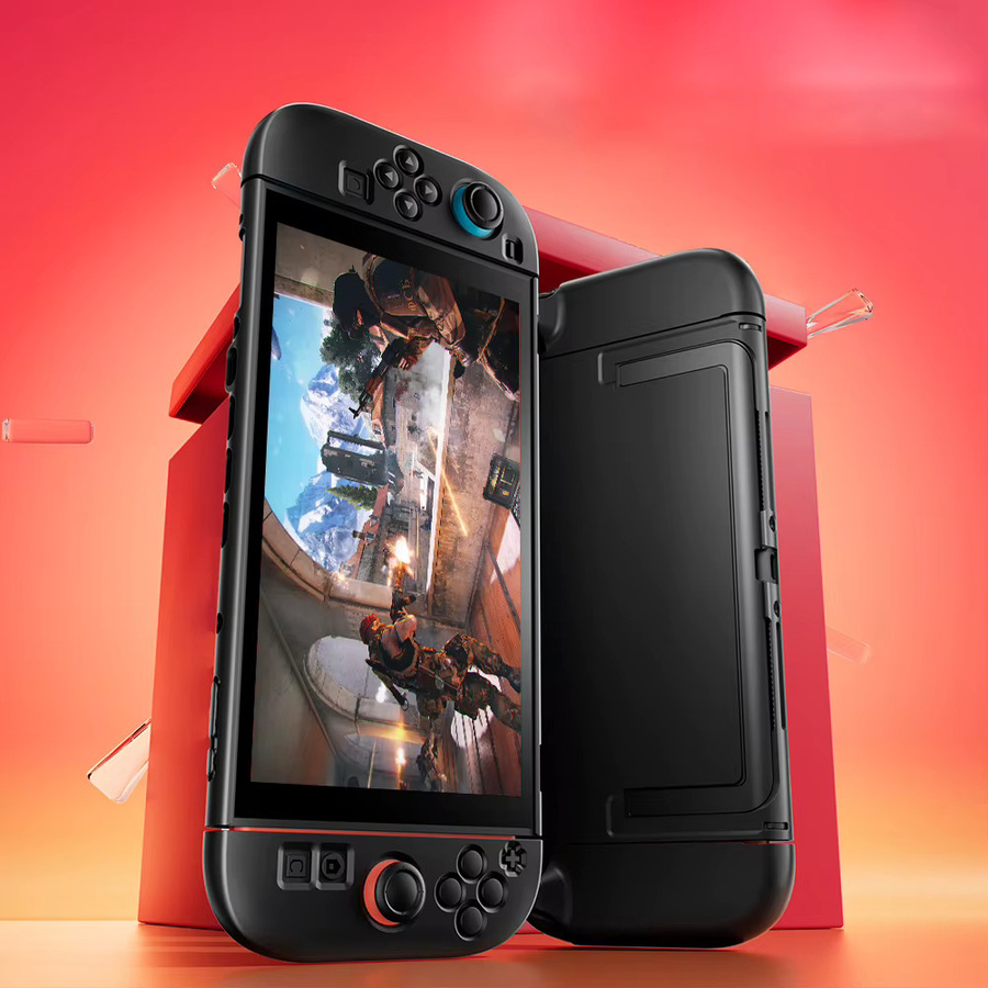 Stoßfeste und kratzfeste Schutzhülle mit integriertem Ständer für Nintendo Switch2 in Schwarz und Transparent - Bild 2