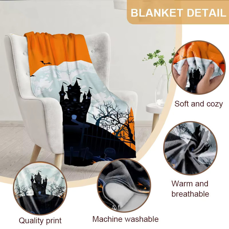 Personalisierter Flanellüberwurf mit Halloween-Designs von SRH in Multicolour für Erwachsene - Bild 4