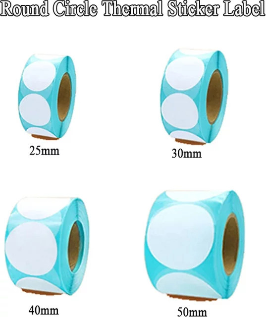 Tonpei Selbstklebende Thermo-Aufkleber in Weiß, Runde Sortieretiketten und Verpackungssiegel, Durchmesser: 25 mm, 30 mm, 40 mm, 50 mm - Bild 1