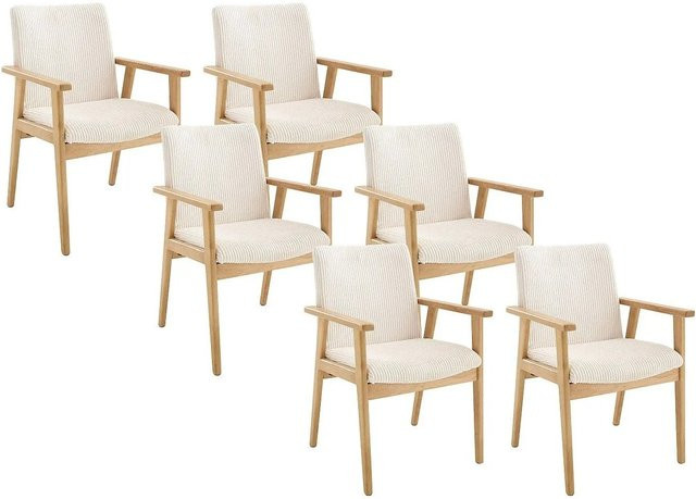Vente-unique Stuhl Fildon in Beige mit Kordsamtstoff und Hevea-Holz im skandinavischen Design, Breite: 58 cm, Tiefe: 64 cm, Höhe: 85,5 cm - Bild 1
