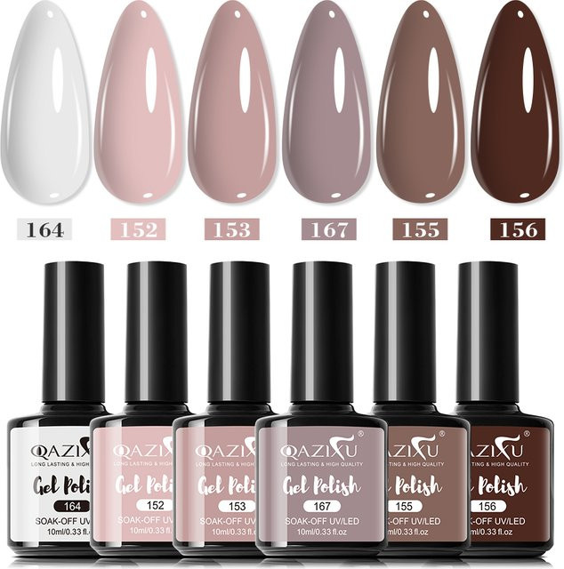 QAZIXU Gel-Nagellack-Set Milchtee-Farben, Glänzend, 10 ml - Bild 1