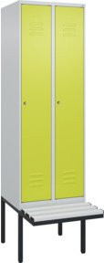 C+P Spind Classic PLUS Garderobenschrank mit Sitzbank, 2 Abteile, Lichtgrau, B/T/H: 212 x 60 x 81,5 cm - Bild 1