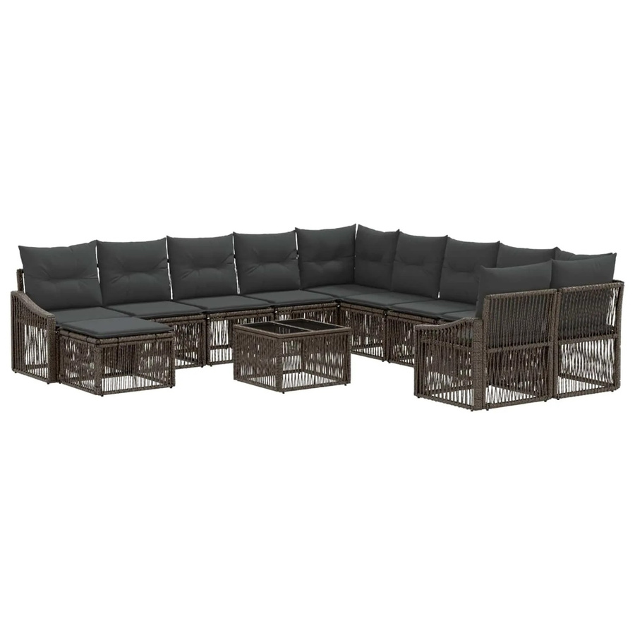 vidaXL Gartensofa-Set 12-tlg. in Grau aus Poly-Rattan mit Polsterung und Kissen für Garten und Balkon - Bild 2