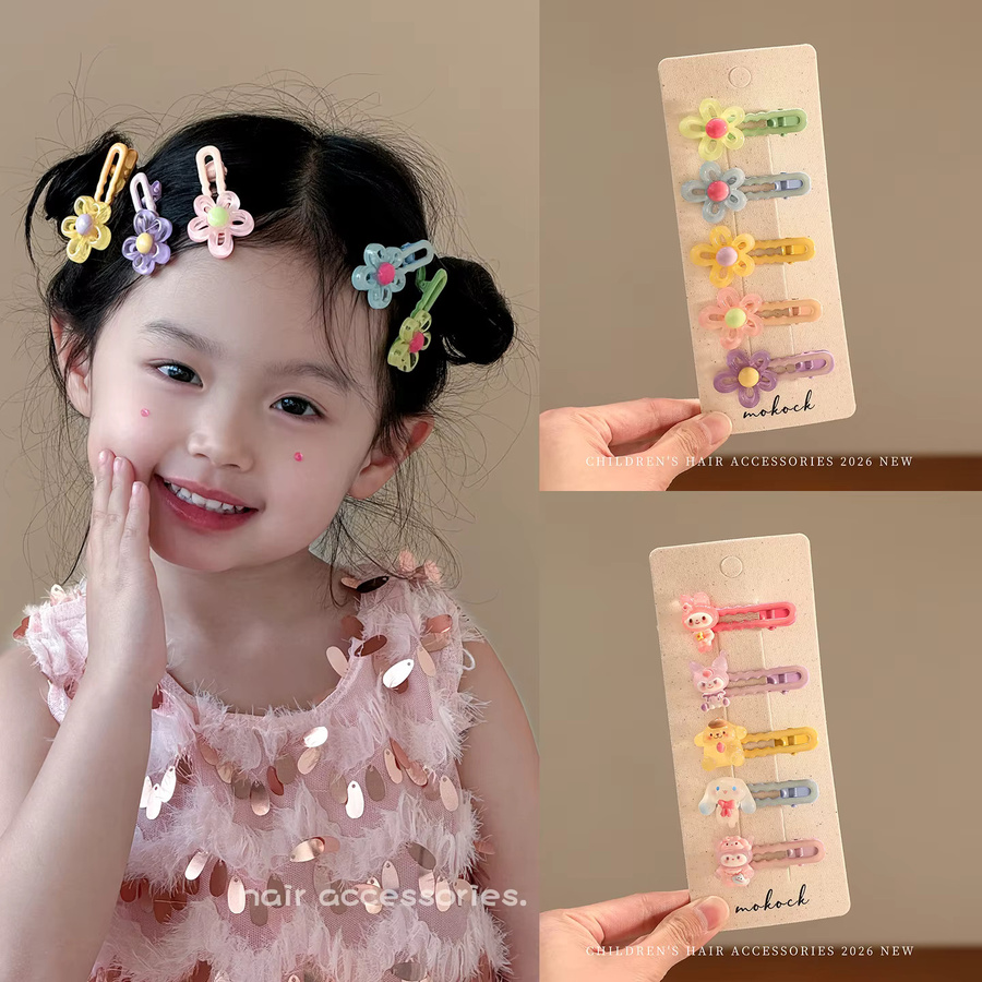 raindo Haarspangen-Set für Kinder, 5-teilig, Blumen, Herzen und Schleifen - Bild 2