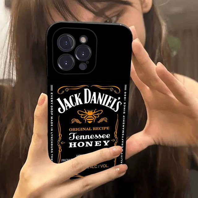 Stoßfeste weiche Handyhülle mit Whiskey-Logo für iPhone 16 Pro Max, 15, 14, 13, 12, 11 in Schwarz - Bild 1