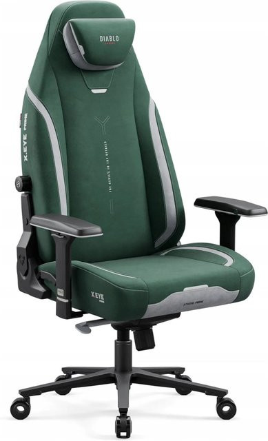 DIABLO CHAIRS Ergonomischer Gamingstuhl X-Eye Prime aus Stoff mit magnetischer Kopfstütze in Forest Green - Bild 1