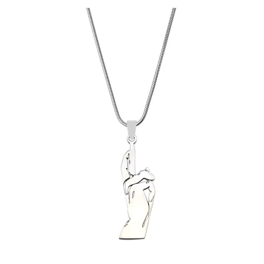 YiYuYiHua Halskette, Edelstahl, Silber, Unisex - Bild 2
